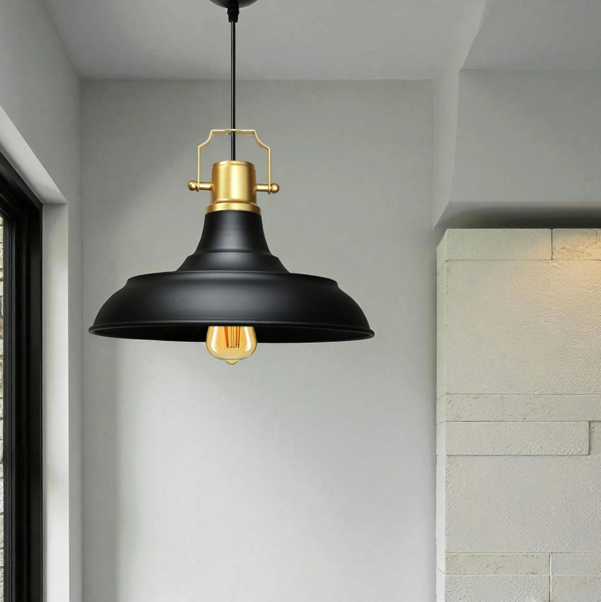 Suspension vintage métal noir & or industriel chic SILE