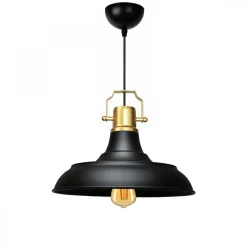 Suspension vintage métal noir & or industriel chic SILE