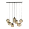 Suspension vintage verre brun fumé chevron 7 lampes NOVA
