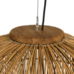 Suspension 59x59cm en rotin couleur naturelle et bois de teck recyclé SWING