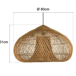 Suspension 80x80cm en rotin couleur naturelle et bois de teck recyclé SWING