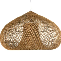 Suspension 80x80cm en rotin couleur naturelle et bois de teck recyclé SWING