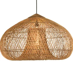 Suspension 80x80cm en rotin couleur naturelle et bois de teck recyclé SWING