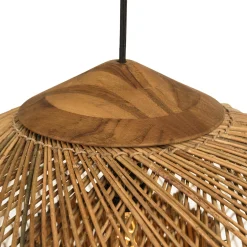 Suspension 80x80cm en rotin couleur naturelle et bois de teck recyclé SWING