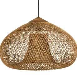Suspension 80x80cm en rotin couleur naturelle et bois de teck recyclé SWING
