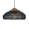 Suspension 40x40cm en rotin couleur noire et teck recyclé FOLELLI