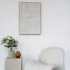 Tableau abstrait blanc courbes avec cadre 60x90 cm