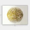 Tableau abstrait blanc et or – sphère texturée