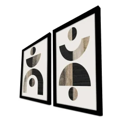 Tableau abstrait géométrique noir et marbre (set de 2)