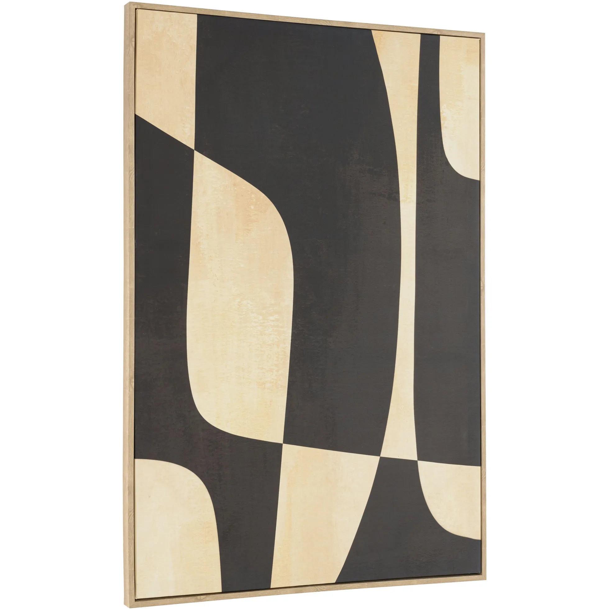 Tableau abstrait impression noire et beige 63 x 93 cm