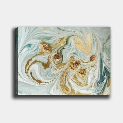 Tableau abstrait marbré – reflets dorés