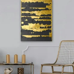 Tableau abstrait noir et or – style contemporain