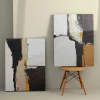 Tableau abstrait – tons noir, taupe et blanc (set de 2)