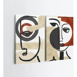 Tableau abstrait visage – style minimaliste (set de 2)