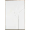 Tableau blanc abstrait formes en relief 83 x 123 cm