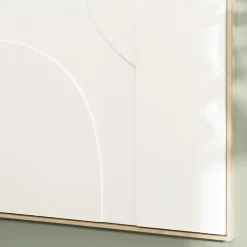 Tableau blanc abstrait formes en relief 83 x 123 cm