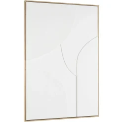 Tableau blanc abstrait formes en relief 83 x 123 cm