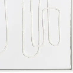Tableau blanc lignes abstraites peinture au sable 83 x 123 cm