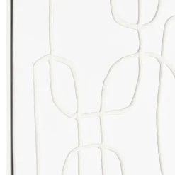 Tableau blanc lignes entremêlées peinture au sable 83 x 123 cm