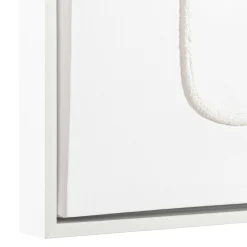 Tableau blanc lignes entremêlées peinture au sable 83 x 123 cm
