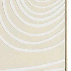 Tableau écru formes abstraites blanches en relief 83 x 123 cm