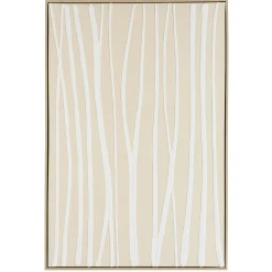 Tableau écru lignes blanches peinture au sable 83 x 123 cm