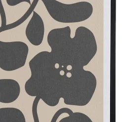 Tableau décor fleurs gris/noir papier japonais 63 x 93 cm