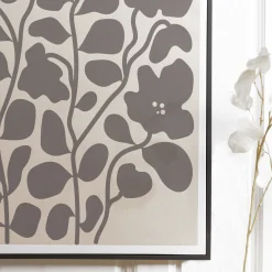 Tableau décor fleurs gris/noir papier japonais 63 x 93 cm