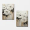 Tableau de fleurs blanches en relief – déco murale moderne (set de 2)