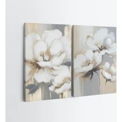 Tableau de fleurs blanches – pour décoration murale (set de 2)