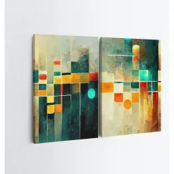 Tableau géométrique – style graphique coloré (set de 2)