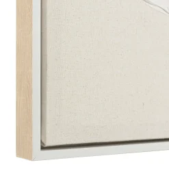 Tableau lin beige feuillage de platre 83 x 123 cm