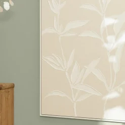Tableau lin beige fleurs de platre 83 x 123 cm