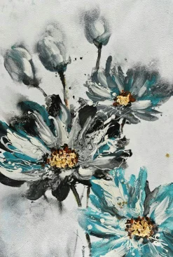 Tableau marguerites bleutées 80x120 cm