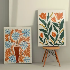 Tableau nature 70s – tons orangés (set de 2)