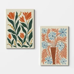 Tableau nature 70s – tons orangés (set de 2)