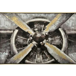 Tableau vintage réacteur d'avion cadre doré
