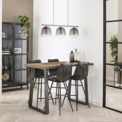 Table bar bois de manguier acier 135 cm LUCKNOW