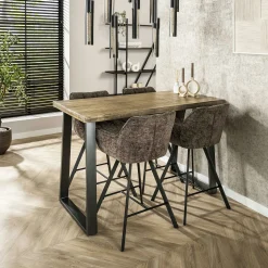 Table bar bois de manguier acier 135 cm LUCKNOW