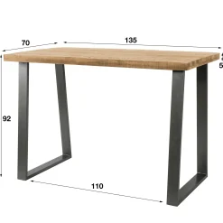 Table bar bois de manguier acier 135 cm LUCKNOW