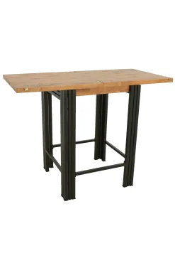 Table bar / Mange debout carrée extensible hévéa recyclé naturel et métal noirci 70/140X70X105cm DOCKER