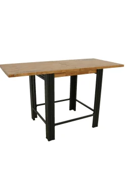 Table bar / Mange debout rectangle extensible hévéa recyclé naturel et métal noirci 90/180X80X105cm DOCKER