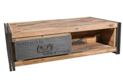 Table basse avec rangement bois recyclé métal CARAVELLE
