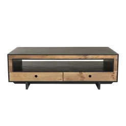 Table basse avec rangement bois recyclé pin CRACOVIE