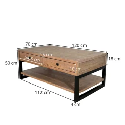 Table basse avec rangement en bois recyclé AUCKLAND