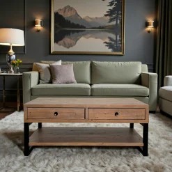 Table basse avec rangement en bois recyclé AUCKLAND