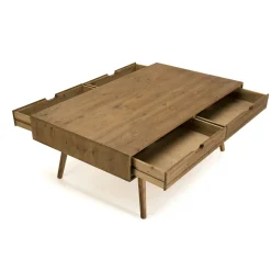 Table basse avec tiroirs en bois de sapin LIMA