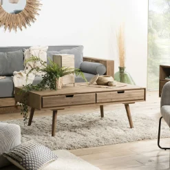 Table basse avec tiroirs en bois de sapin LIMA