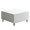 Table basse blanche carrée avec coffre de rangement AURA