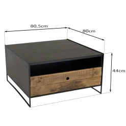 Table basse bois recyclé et métal 1 tiroir CRACOVIE